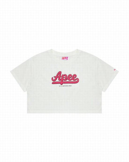 White Bape Graphic cropped Women's T Shirts | ZA-96501