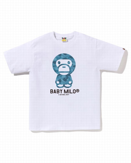 White Bape Honeycomb Camo Milo Men's T Shirts | ZA-24138