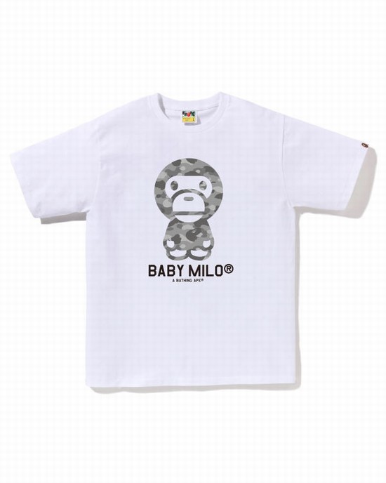 White Bape Honeycomb Camo Milo Men's T Shirts | ZA-37058