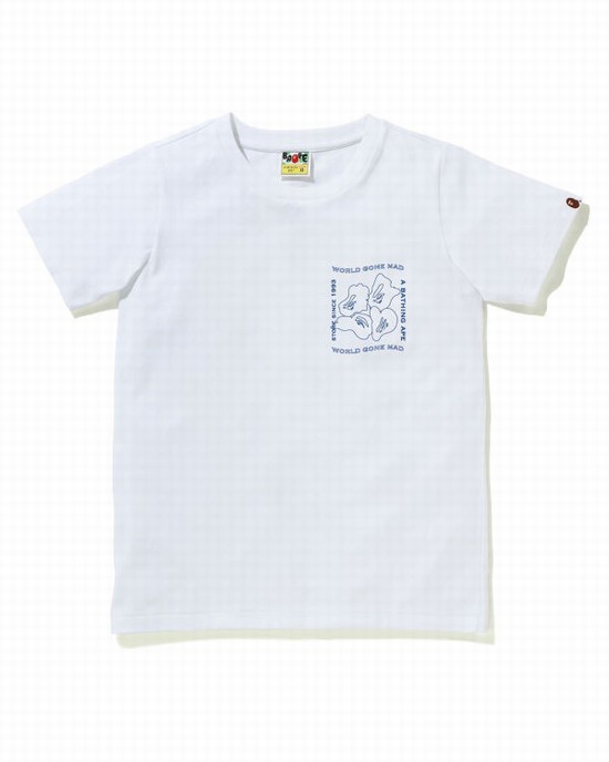 White Bape Ink Print Women's T Shirts | ZA-92350