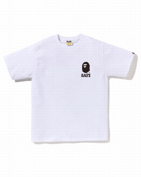 White Bape Japan Culture Lettered Men's T Shirts | ZA-15769