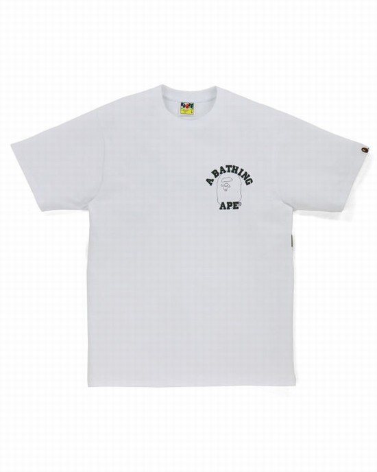 White Bape Line 1st Camo Face Men's T Shirts | ZA-26574