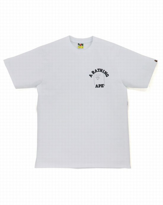 White Bape Line 1st Camo Face Men's T Shirts | ZA-69831