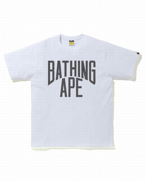 White Bape Line 1st Camo NYC Logo Men's T Shirts | ZA-67852