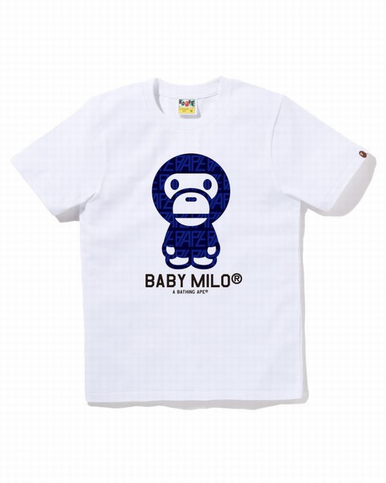 White Bape Logo Monogram Milo Women's T Shirts | ZA-42375