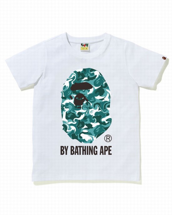 White Bape Marble Camo Women's T Shirts | ZA-64309