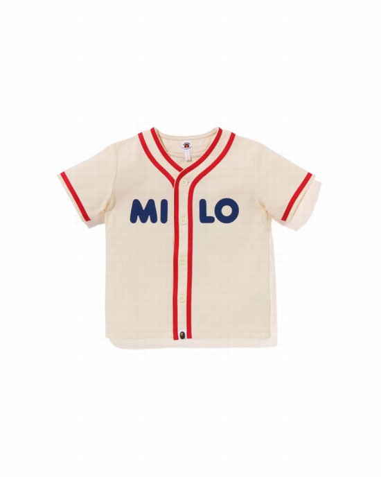 White Bape Milo Baseball Kids' Shirts | ZA-40723