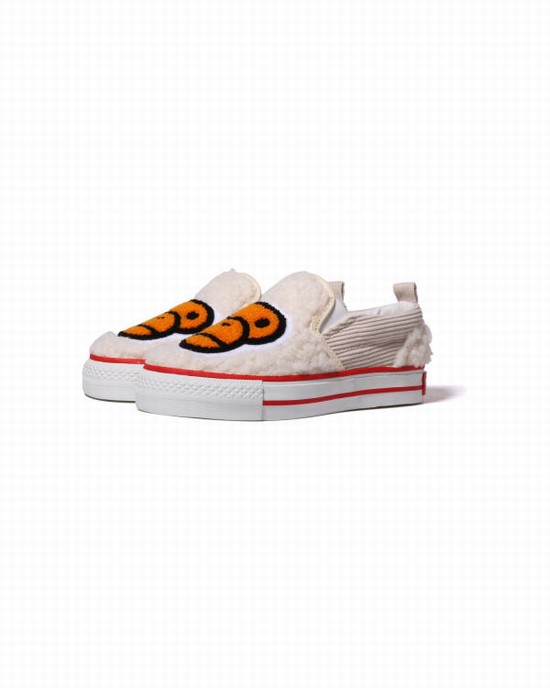 White Bape Milo Boa Kids' Slip Ons | ZA-07529