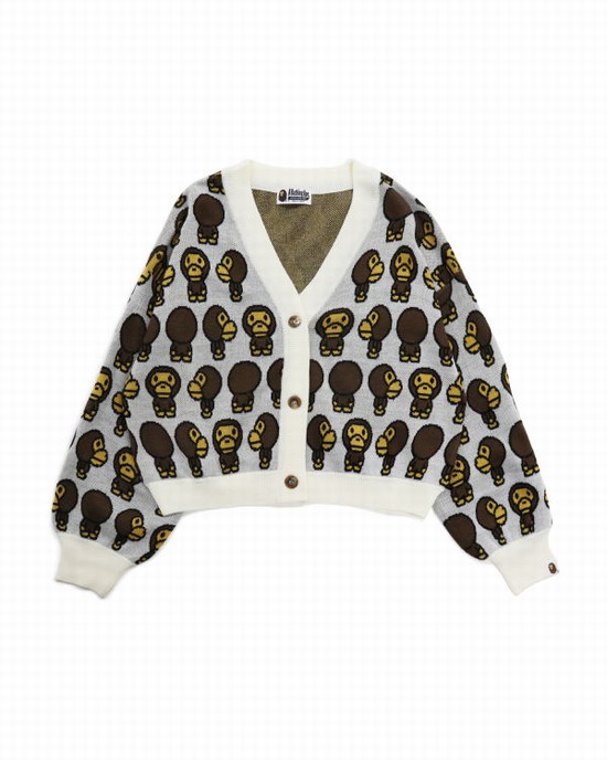 White Bape Milo Cropped Women's Knitwear | ZA-16257