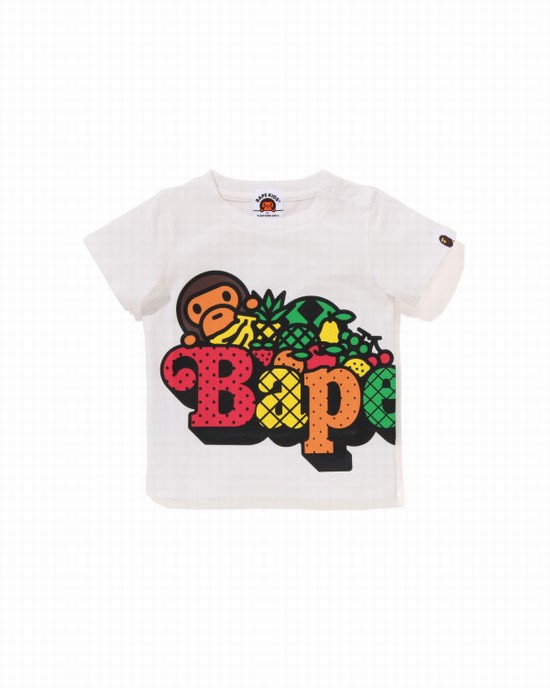 White Bape Milo Fruit Kids' T Shirts | ZA-78136