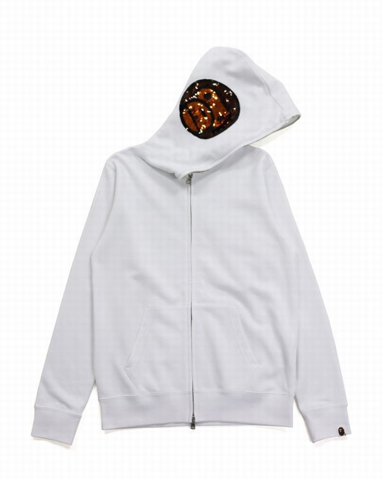 White Bape Milo Sequin Full Zip Women's Hoodie | ZA-23568