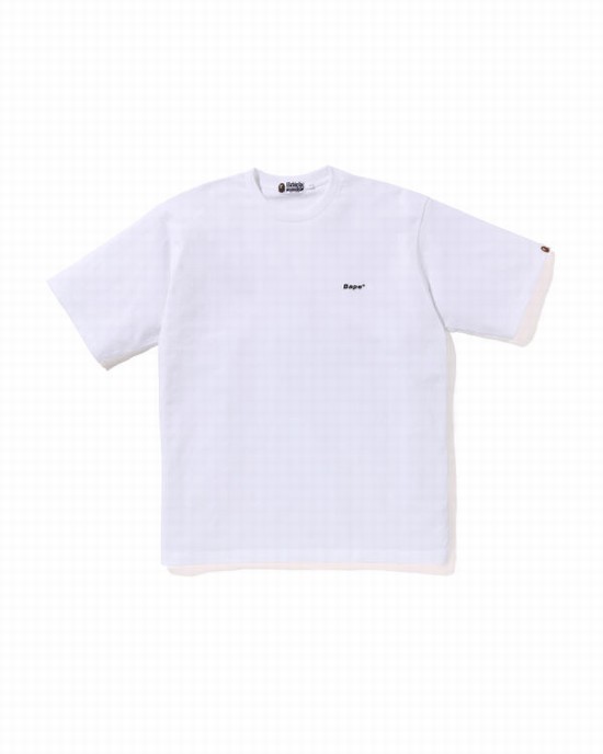 White Bape One Point Relaxed Fit Men's T Shirts | ZA-04287