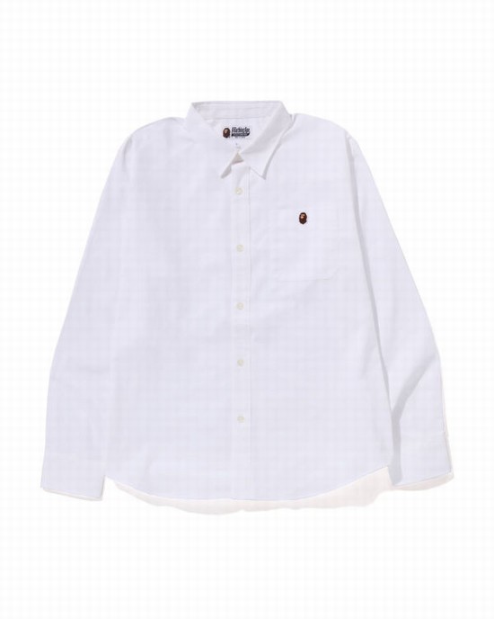 White Bape Oxford relaxed fit Men's Shirts | ZA-35820