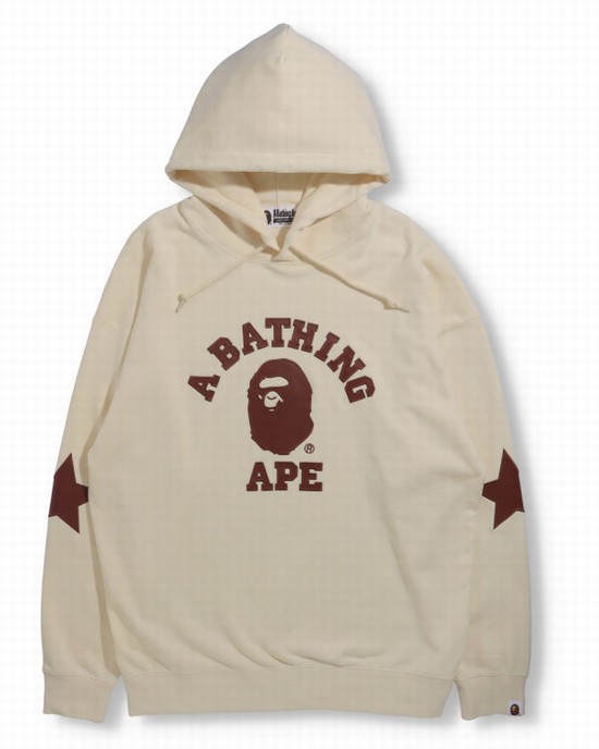 White Bape Patched Oversized Pullover Women's Hoodie | ZA-70852