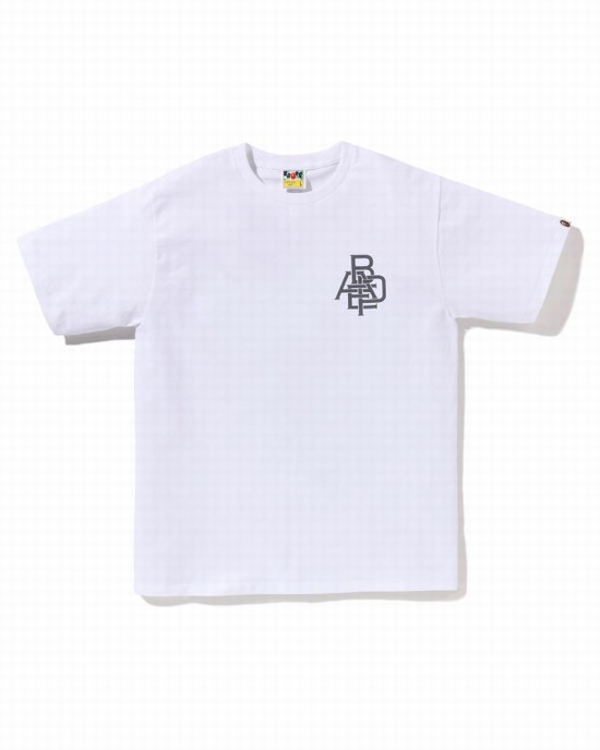 White Bape Pigment Logo Men's T Shirts | ZA-35724