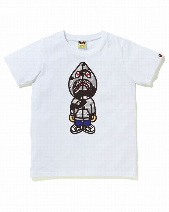 White Bape STA Camo Classic Milo Shark Women's T Shirts | ZA-34062