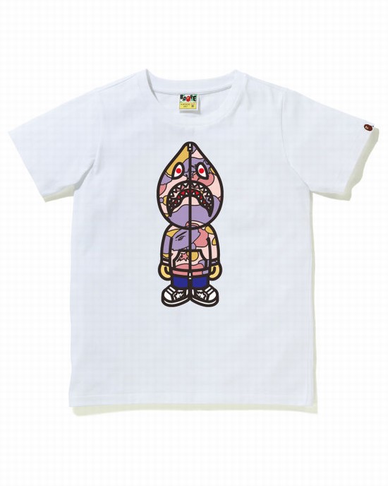 White Bape STA Camo Classic Milo Shark Women's T Shirts | ZA-36890