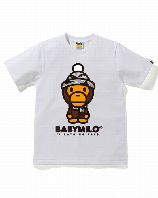 White Bape STA Camo Milo Winter Women's T Shirts | ZA-37059