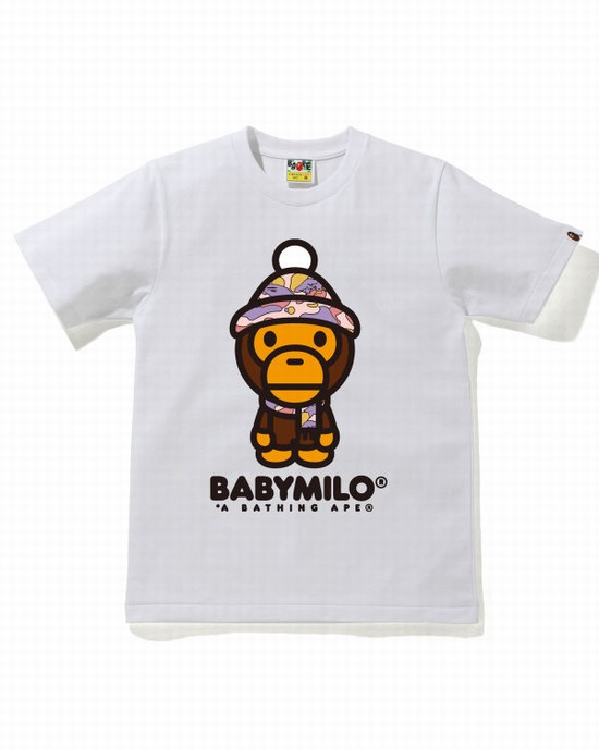 White Bape STA Camo Milo Winter Women's T Shirts | ZA-43725