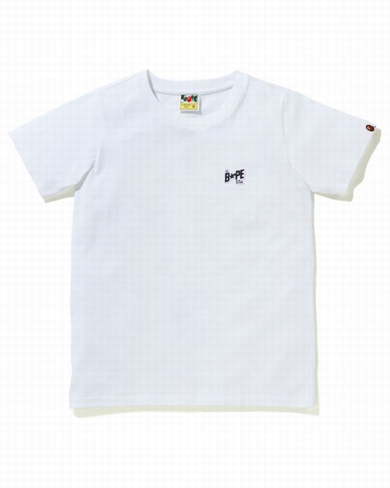 White Bape STA Logo One Point Women's T Shirts | ZA-18724