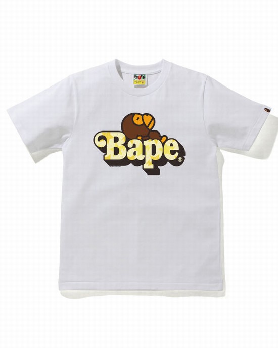 White Bape STA Pattern Milo On Women's T Shirts | ZA-71635