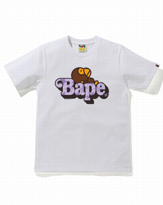 White Bape STA Pattern Milo On Women's T Shirts | ZA-73410