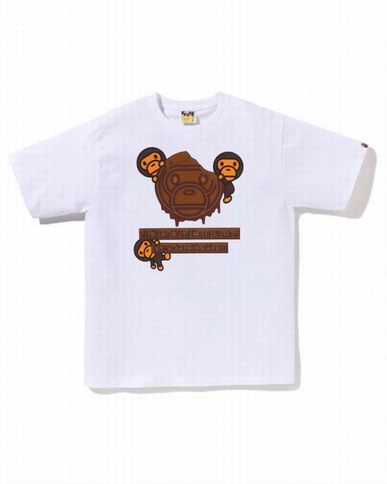 White Bape Valentine Chocolate Milo Men's T Shirts | ZA-35760