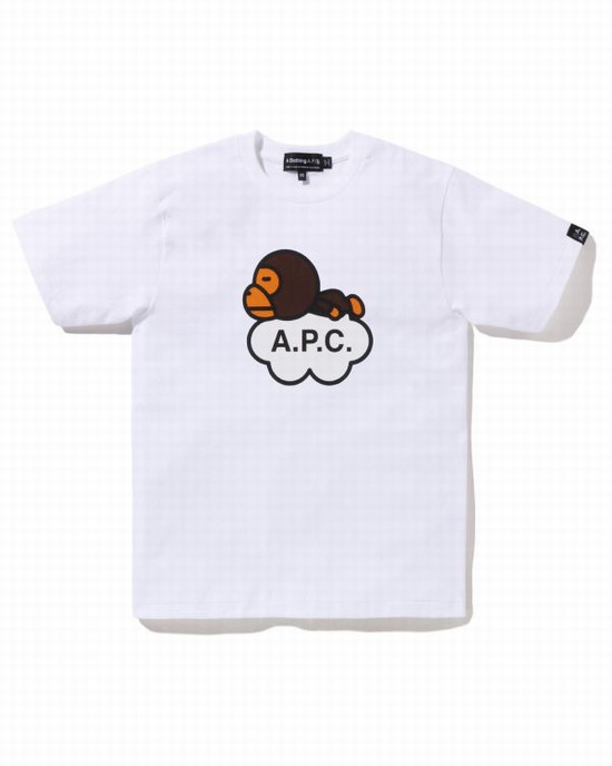 White Bape X A.P.C. Milo Wide Women's T Shirts | ZA-02914