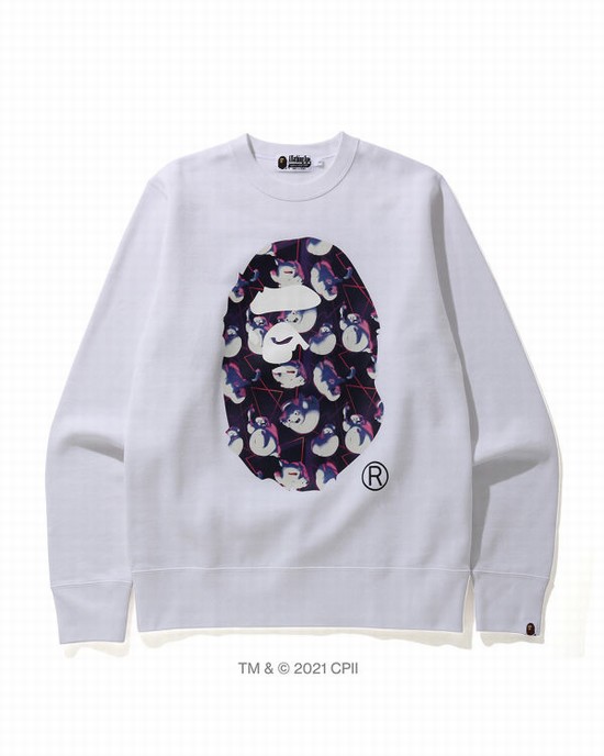 White Bape X Ghostbusters Ape Head Crewneck Men's Sweatshirts | ZA-43257