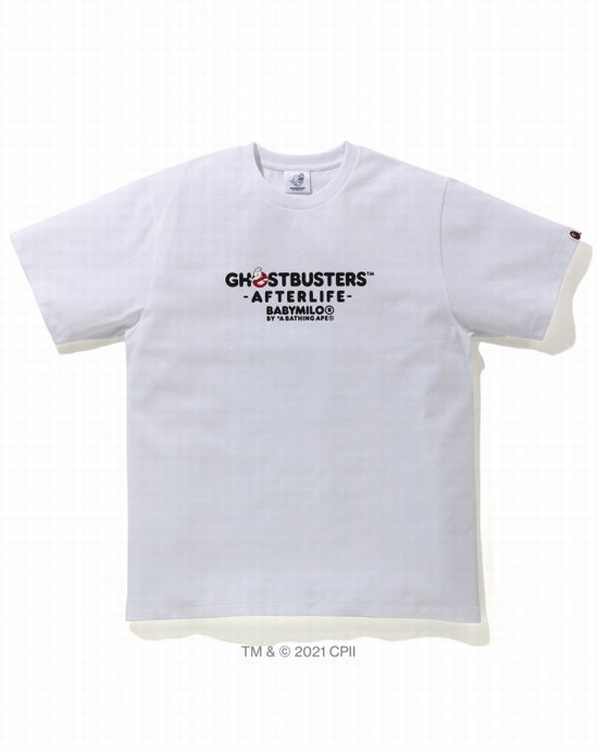 White Bape X Ghostbusters Milo Men's T Shirts | ZA-45928