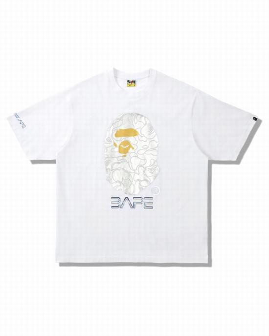 White Bape X Hajime Sorayama Ape Head Men's T Shirts | ZA-29708