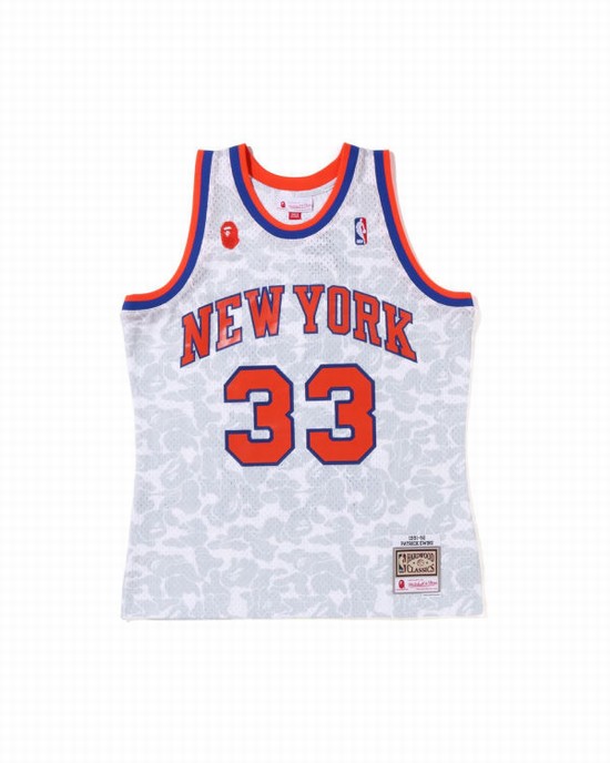 White Bape X M&N New York Knicks Men's T Shirts | ZA-76194