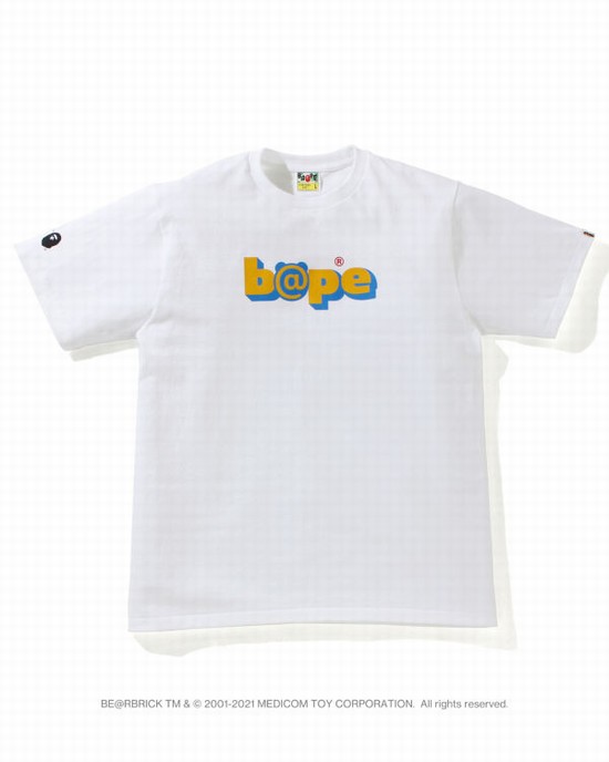 White Bape X Medicom Toy Camo BE@R Men's T Shirts | ZA-69158