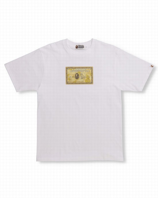 White Bape X OVO Card Men's T Shirts | ZA-72134