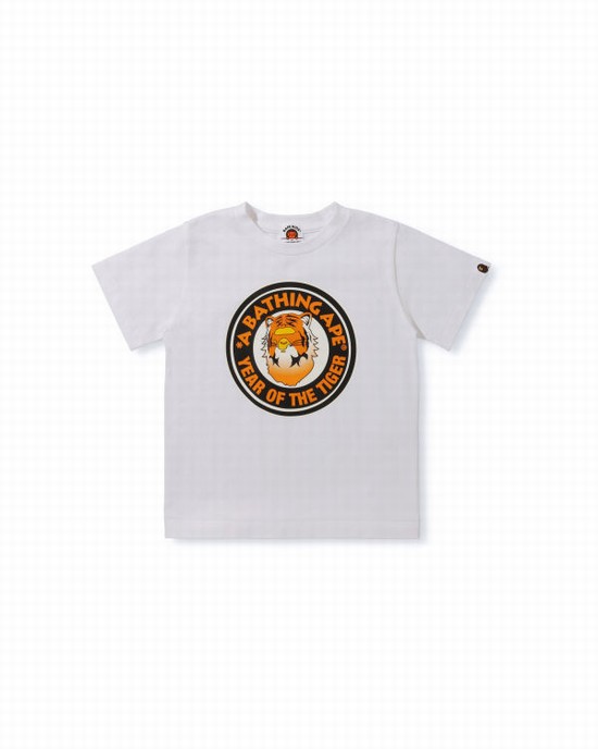 White Bape Year Of The Tiger Kids' T Shirts | ZA-12704