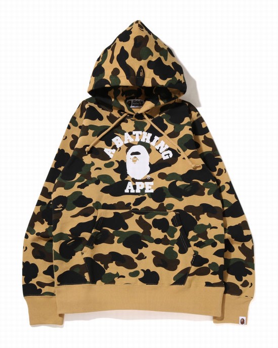 Yellow Bape 1st Camo College Pullover Men's Hoodie | ZA-49167