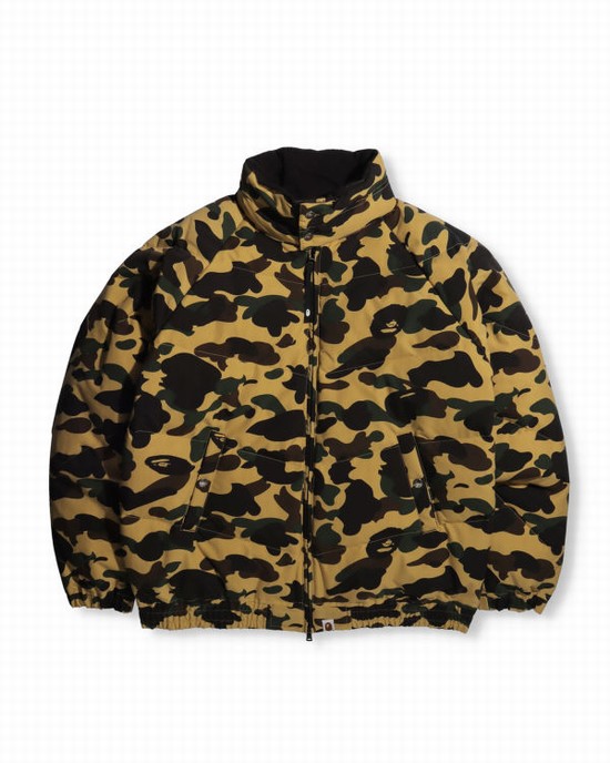 Yellow Bape 1st Camo Loose Fit Men's Down Jackets | ZA-51403