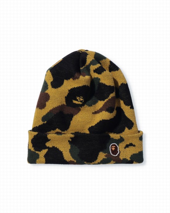 Yellow Bape 1st Camo Men's Caps | ZA-97318