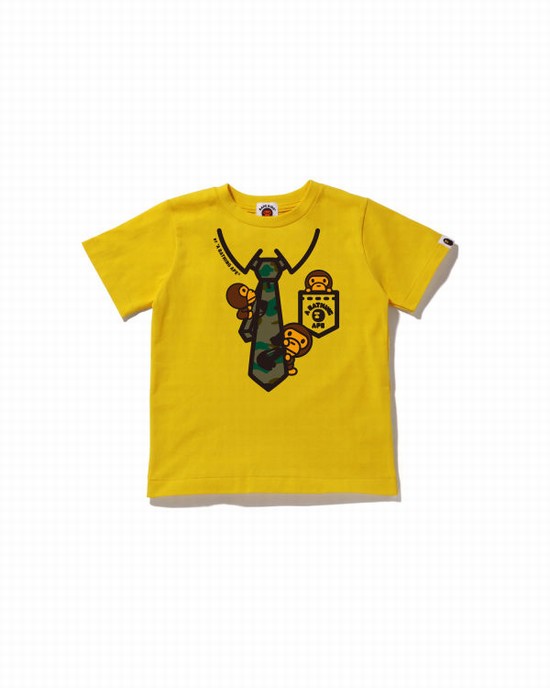 Yellow Bape 1st Camo Milo Neck Print Kids' T Shirts | ZA-49517