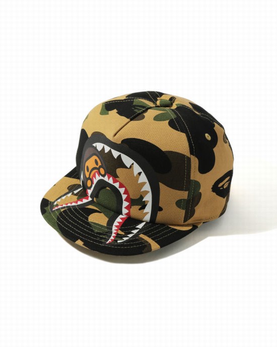 Yellow Bape 1st Camo Milo Shark Kids' Caps | ZA-45178