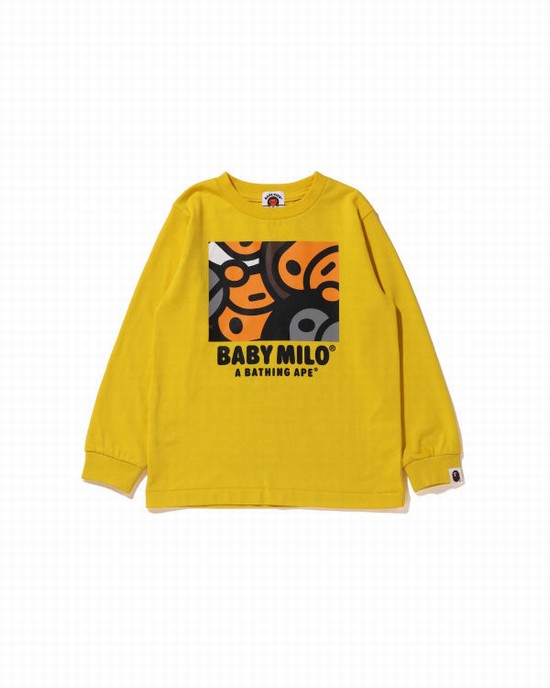 Yellow Bape All Milo Mix L/S Kids' T Shirts | ZA-64109