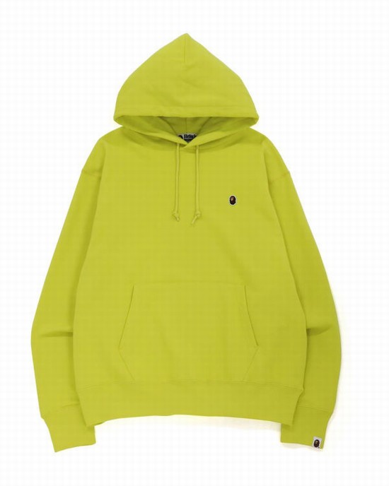 Yellow Bape Ape Head One Point Relaxed Fit L/S Men's Hoodie | ZA-60924