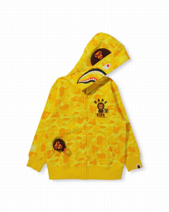 Yellow Bape BK15th Anniversary ABC Camo Milo Zip Kids' Hoodie | ZA-49763