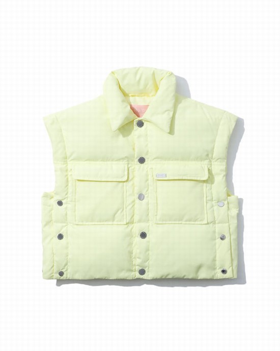 Yellow Bape Buttoned cropped Women's Vest | ZA-84753