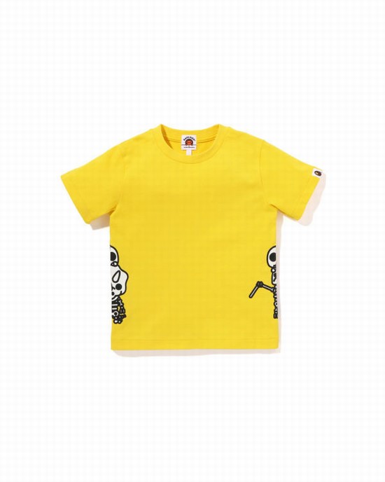 Yellow Bape Glow In The Dark Bone Dinosaur Kids' T Shirts | ZA-73591