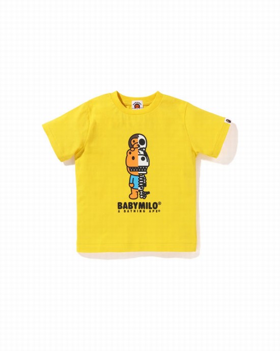 Yellow Bape Glow In The Dark Rex Bone Kids' T Shirts | ZA-57316