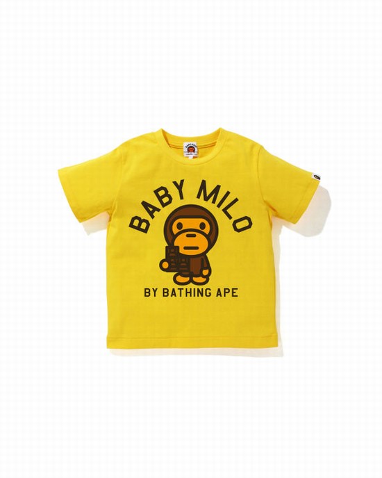 Yellow Bape Milo Chocolate Kids' T Shirts | ZA-06419