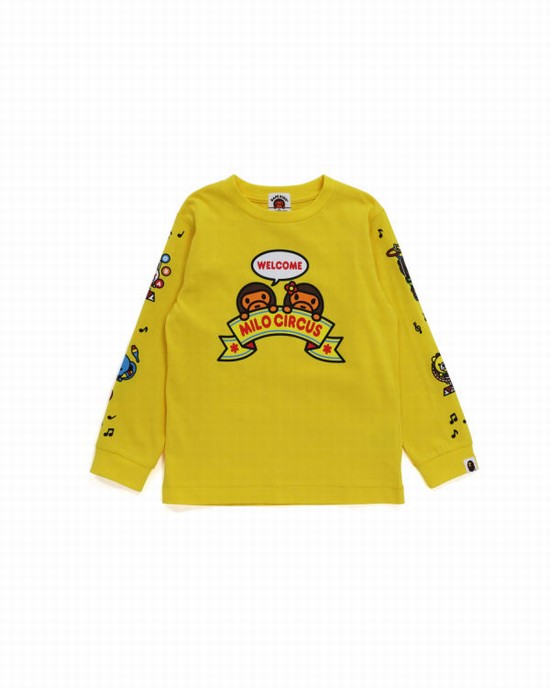 Yellow Bape Milo Circus L/S Kids' T Shirts | ZA-80963