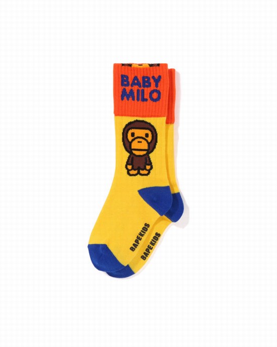 Yellow Bape Milo Cuffs Kids' Socks | ZA-45932