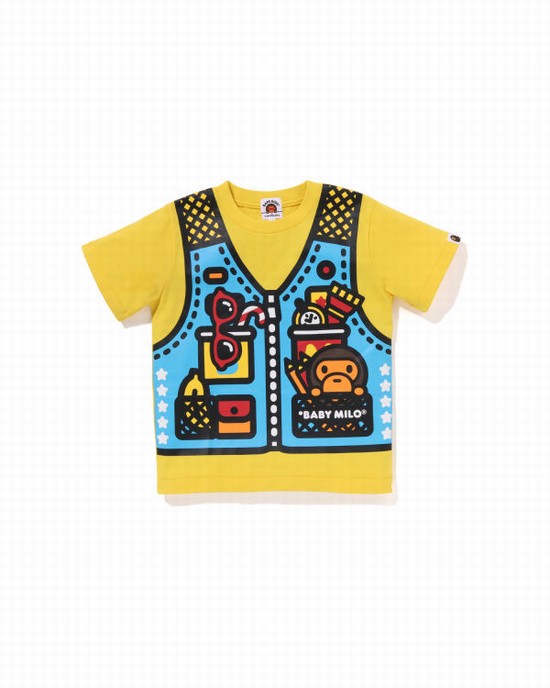 Yellow Bape Milo Fishing Print Kids' T Shirts | ZA-26487